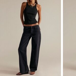 Free people low rise boyfriend wide leg jeans